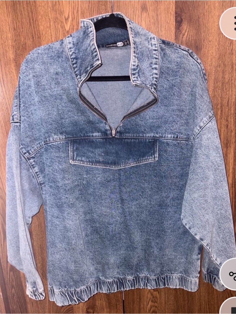 Boohoo medium wash quarter zip